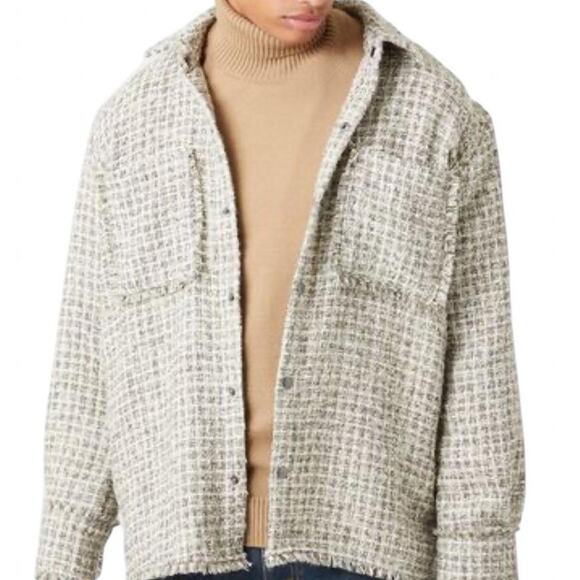 Forever 21 Metallic Bouclé Frayed Shirt Y2K Button-Up – Size M - Picture 11 of 13